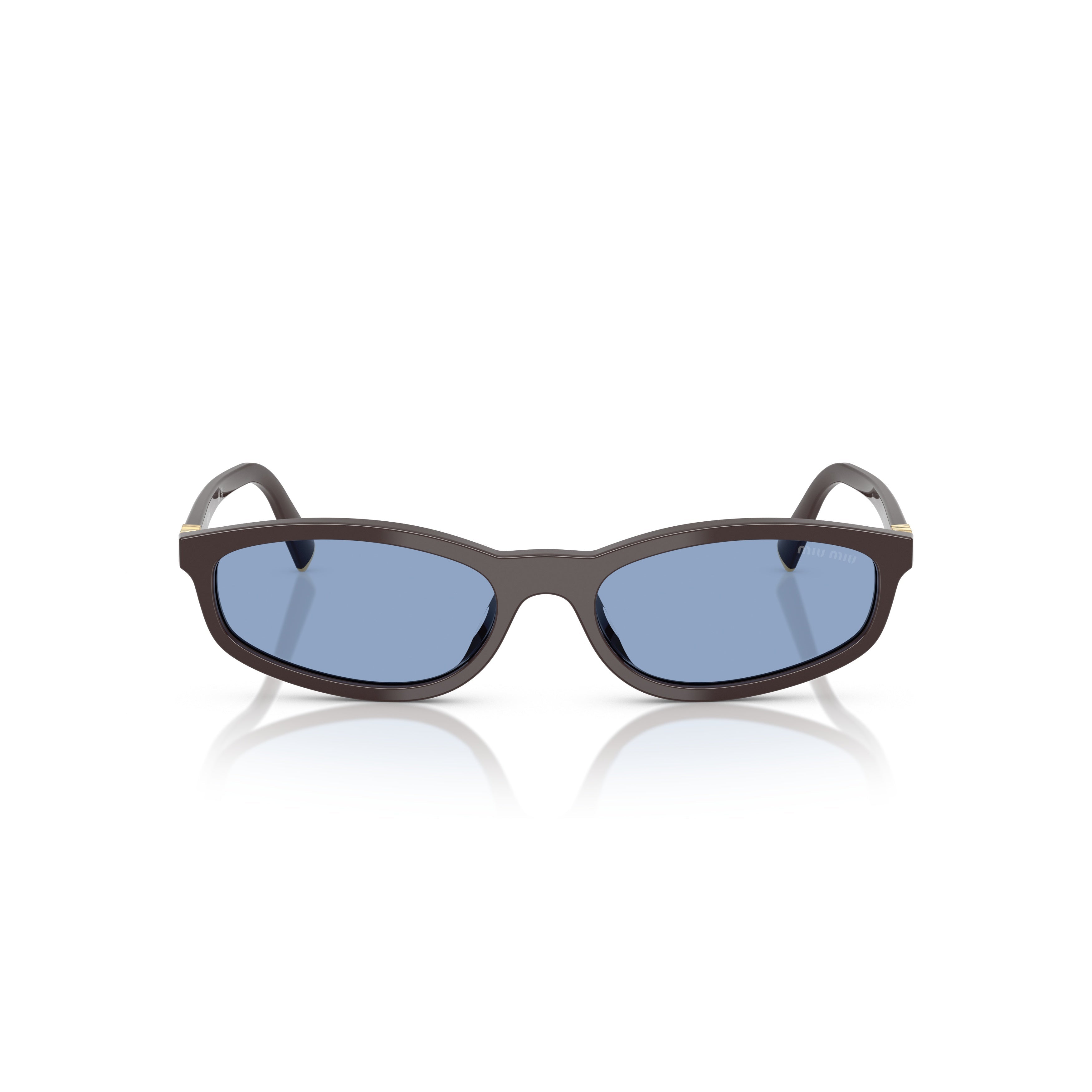 0Mu A06S Rectangular Acetate Sunglasses with Gold Accents