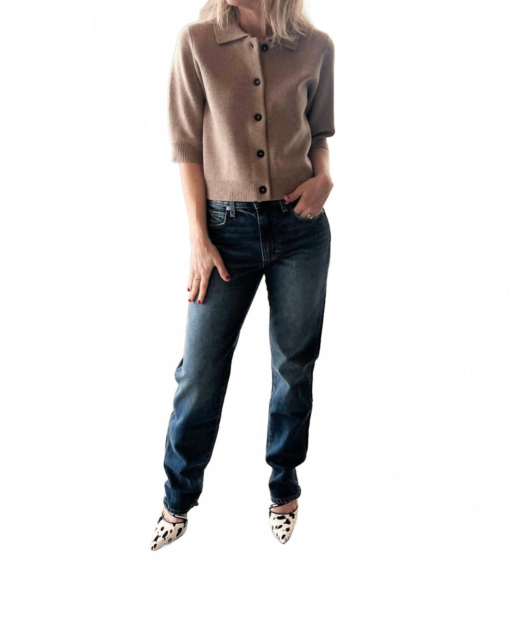 Como Cropped Cardigan In Truffle