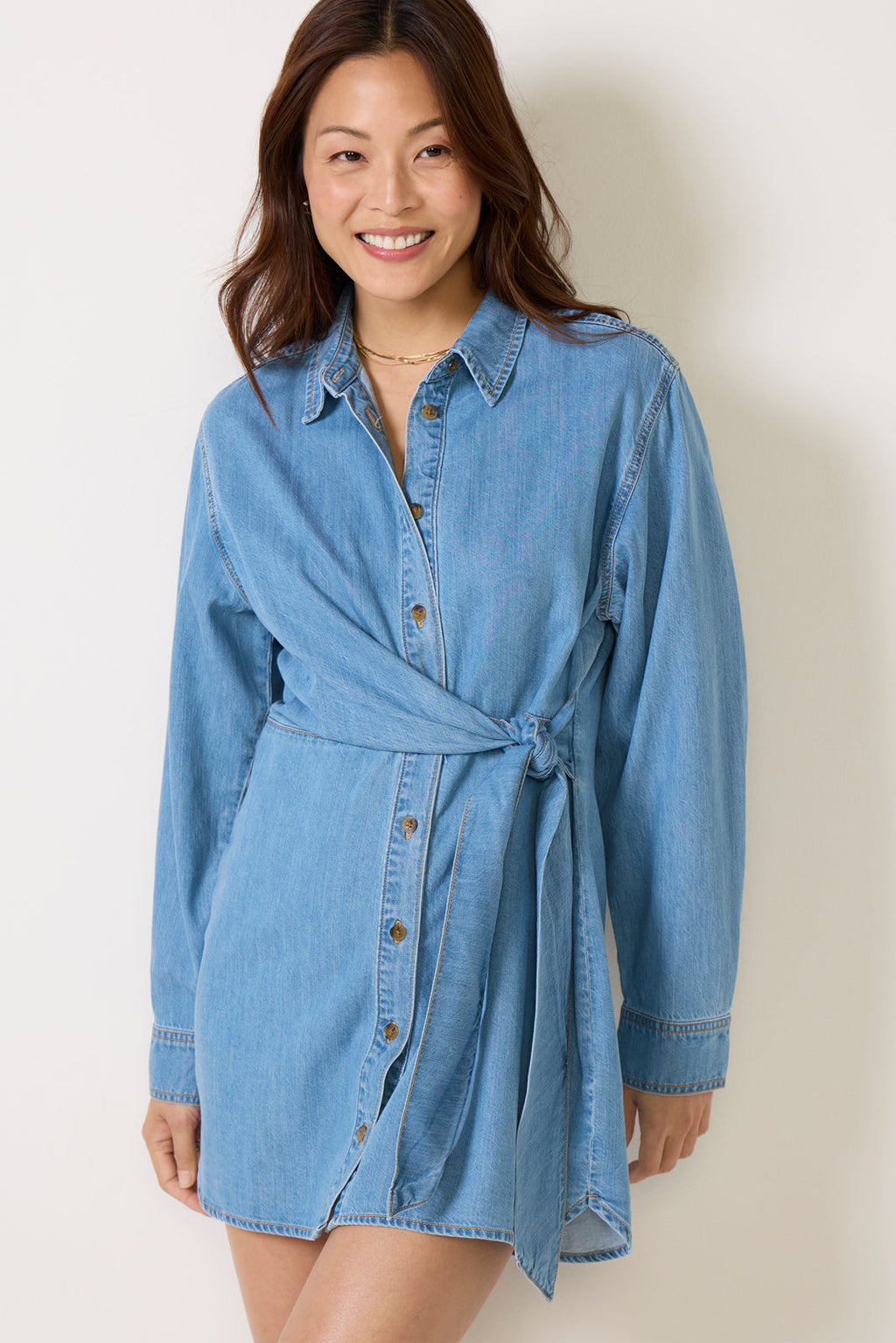 Women's Denim Wrap Shirt Dress