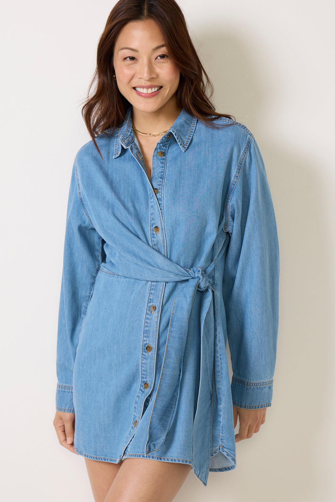 Women's Denim Wrap Shirt Dress