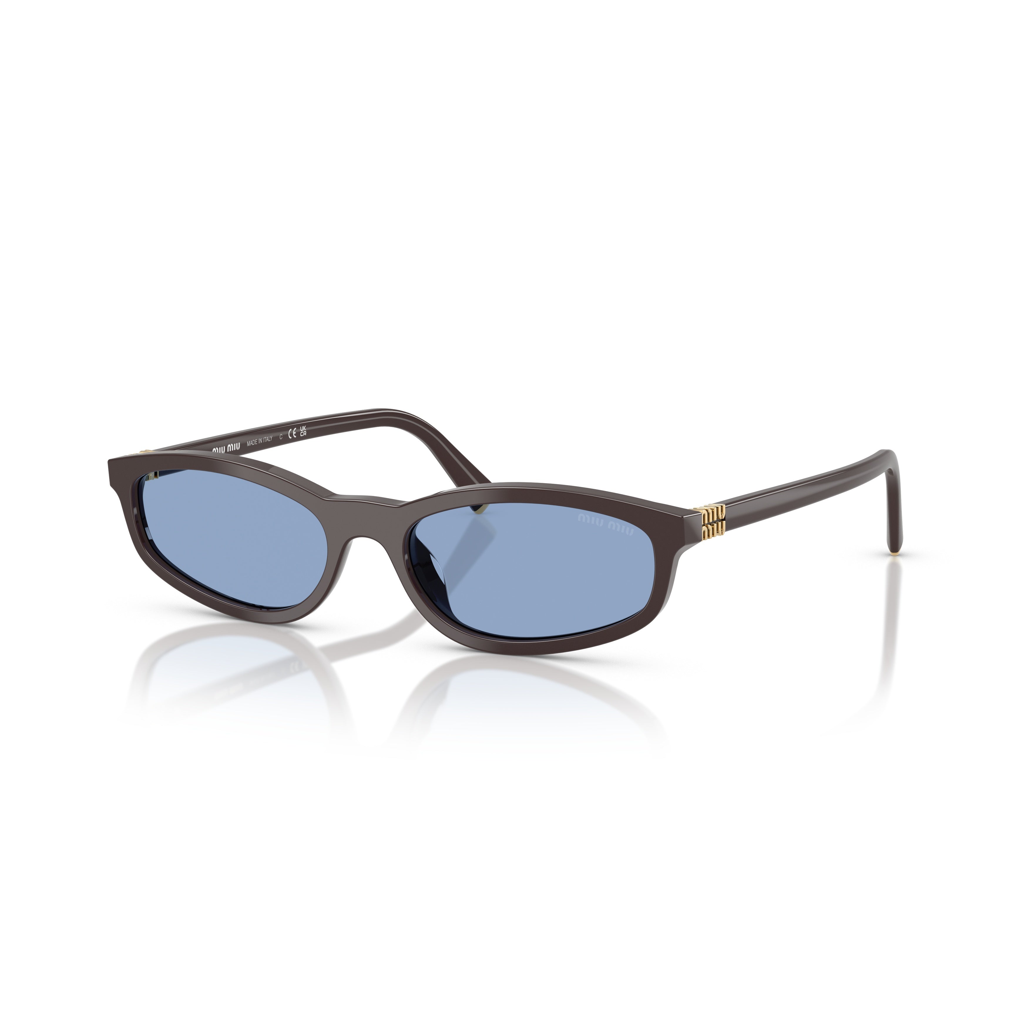 0Mu A06S Rectangular Acetate Sunglasses with Gold Accents