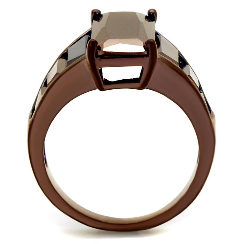 IP Coffee light Brass Ring with AAA Grade CZ in Light Coffee