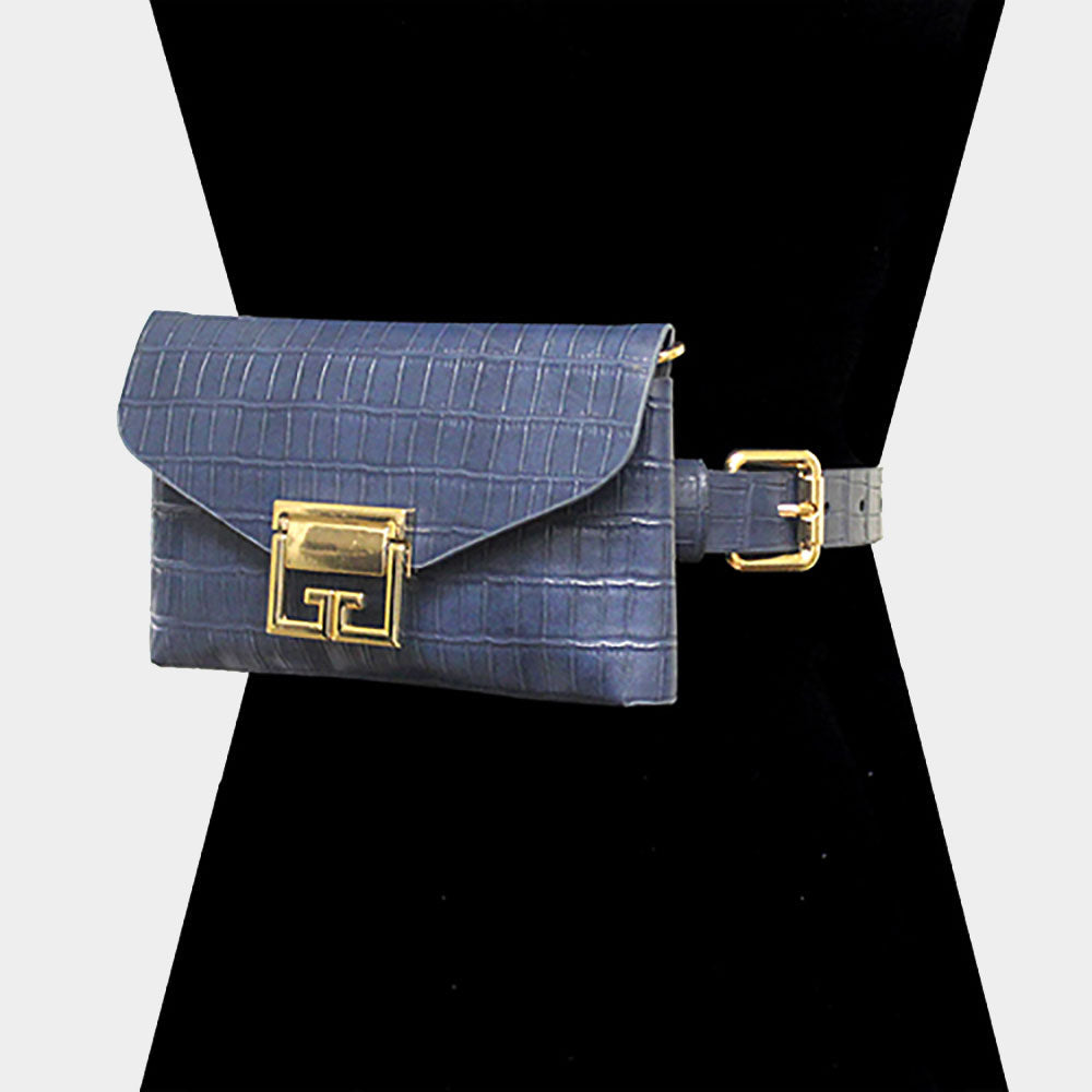 Alligator Pattern Faux Leather Fanny Pack / Belt / Crossbody / Clutch Bag