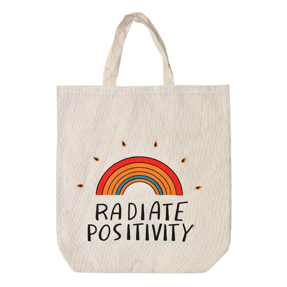 Rainbow Radiate Positivity Print Shoulder Tote Bag
