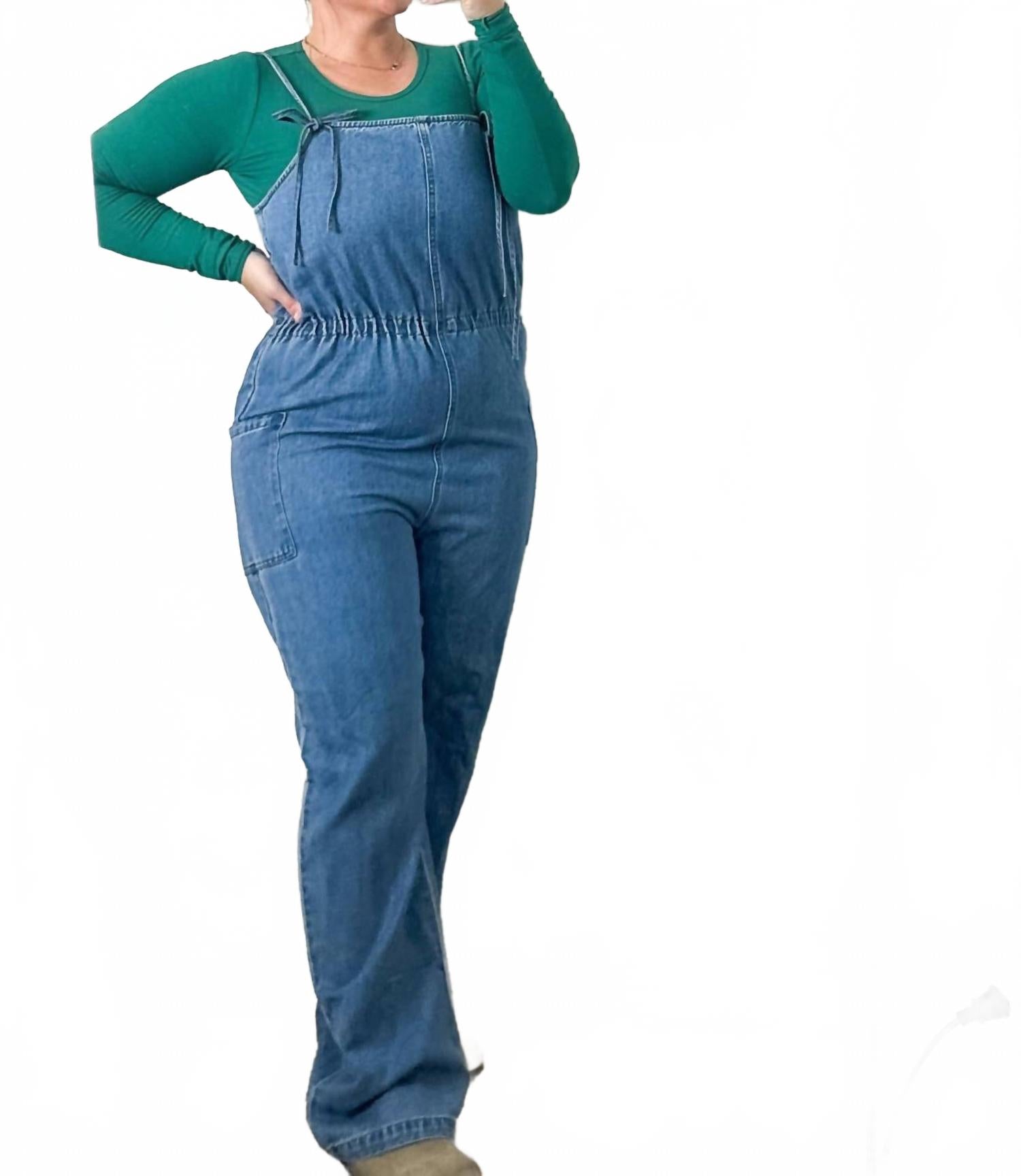 Tidal Ribbed Long Sleeve Bodysuit In Green