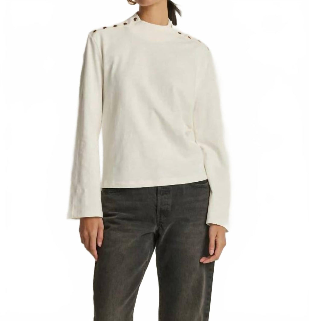 Neda Long Sleeve Top In Porcelain
