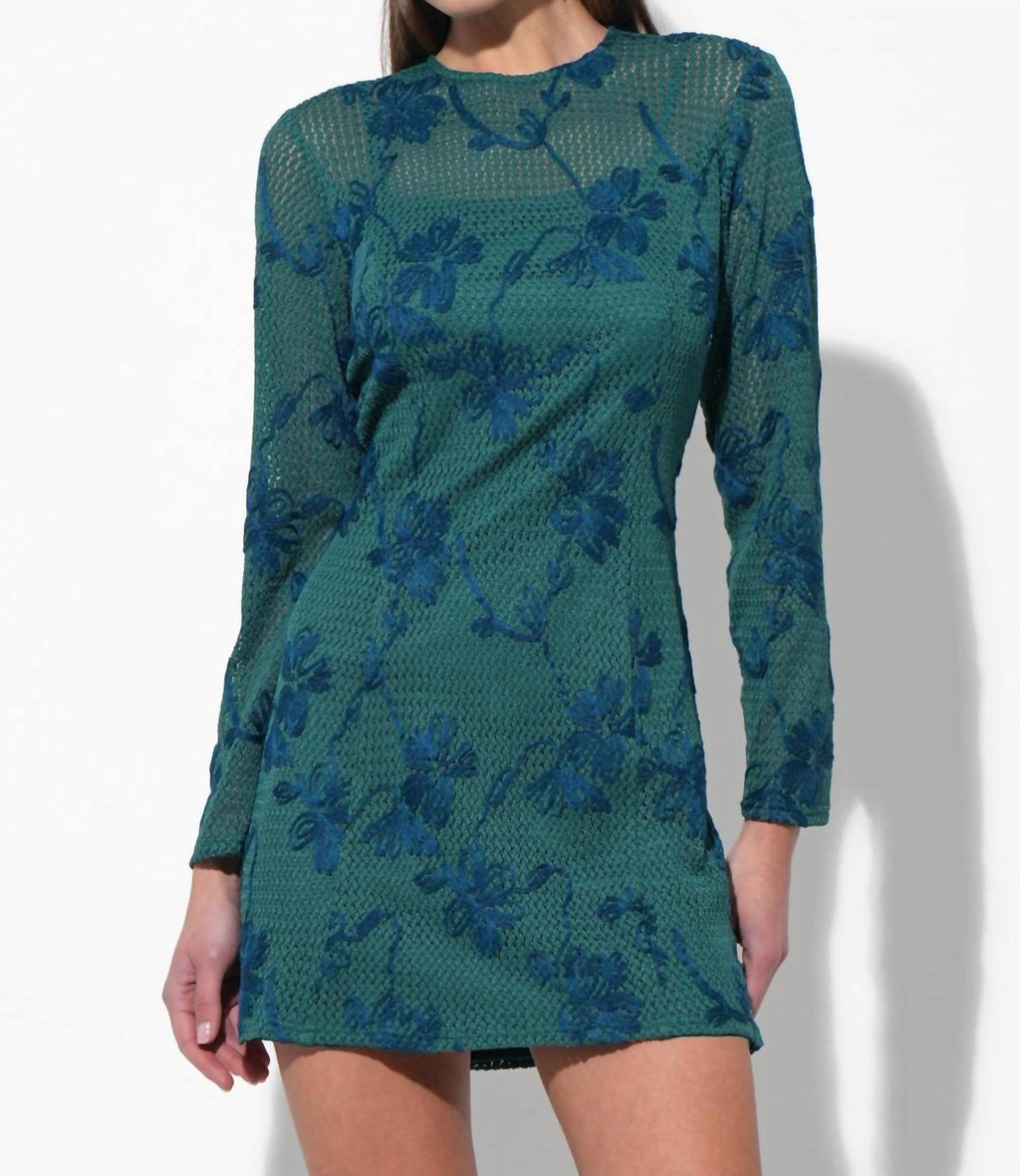 Cheryl Crochet Lace Mini Dress In Emerald Green