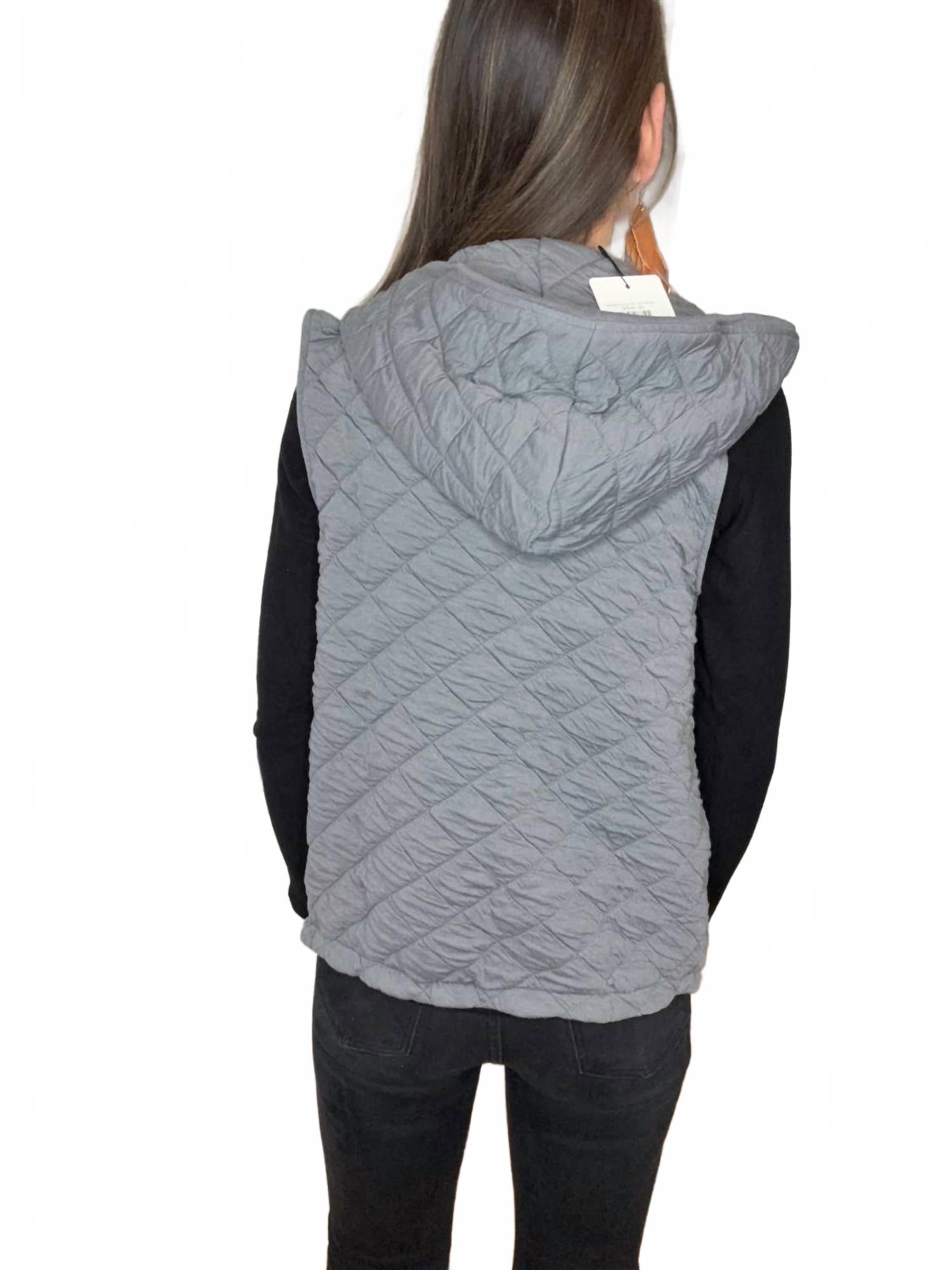 Heather Hooded Vest In Grey