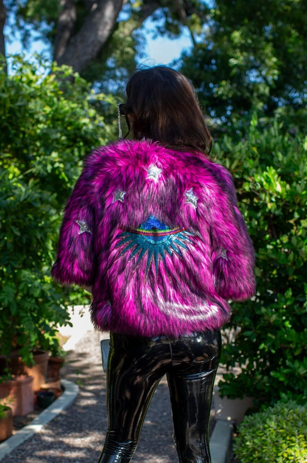 Planet Queen Faux Fur Jacket In Monster Pink