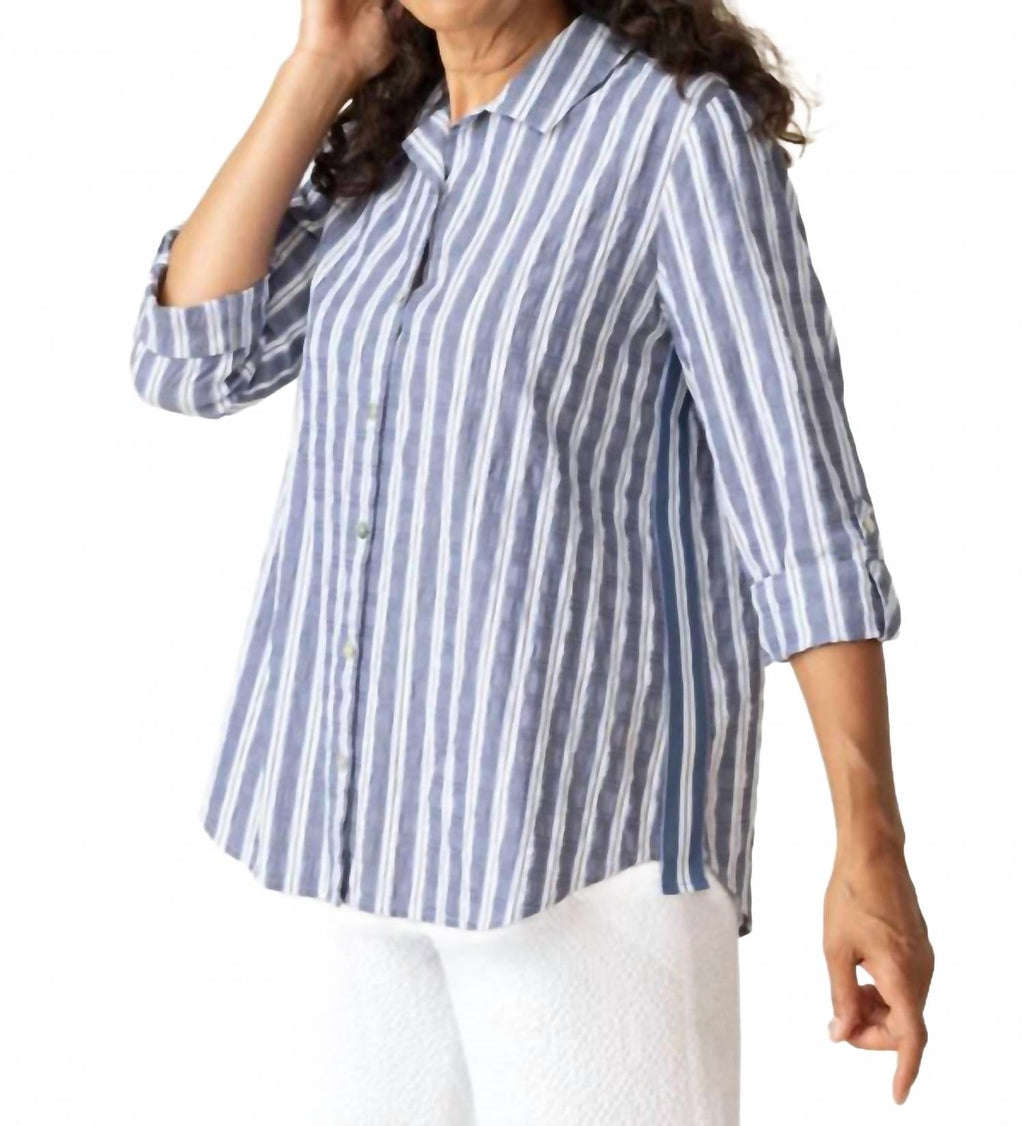 Palm Beach Strap Ribbon Trim Tunic In Indigo