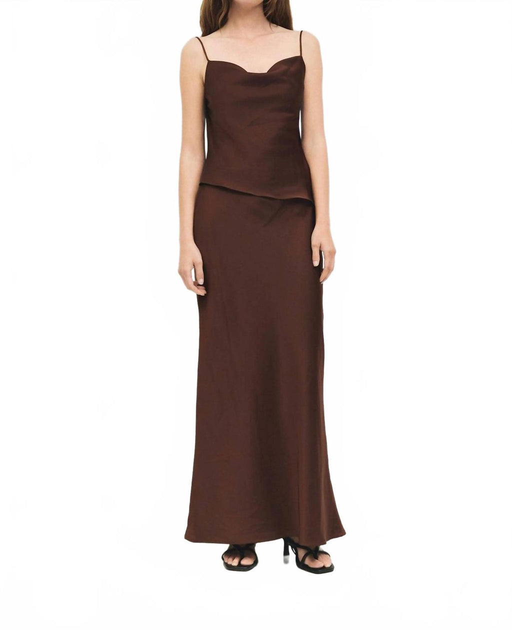 Elena Satin Skirt In Brown
