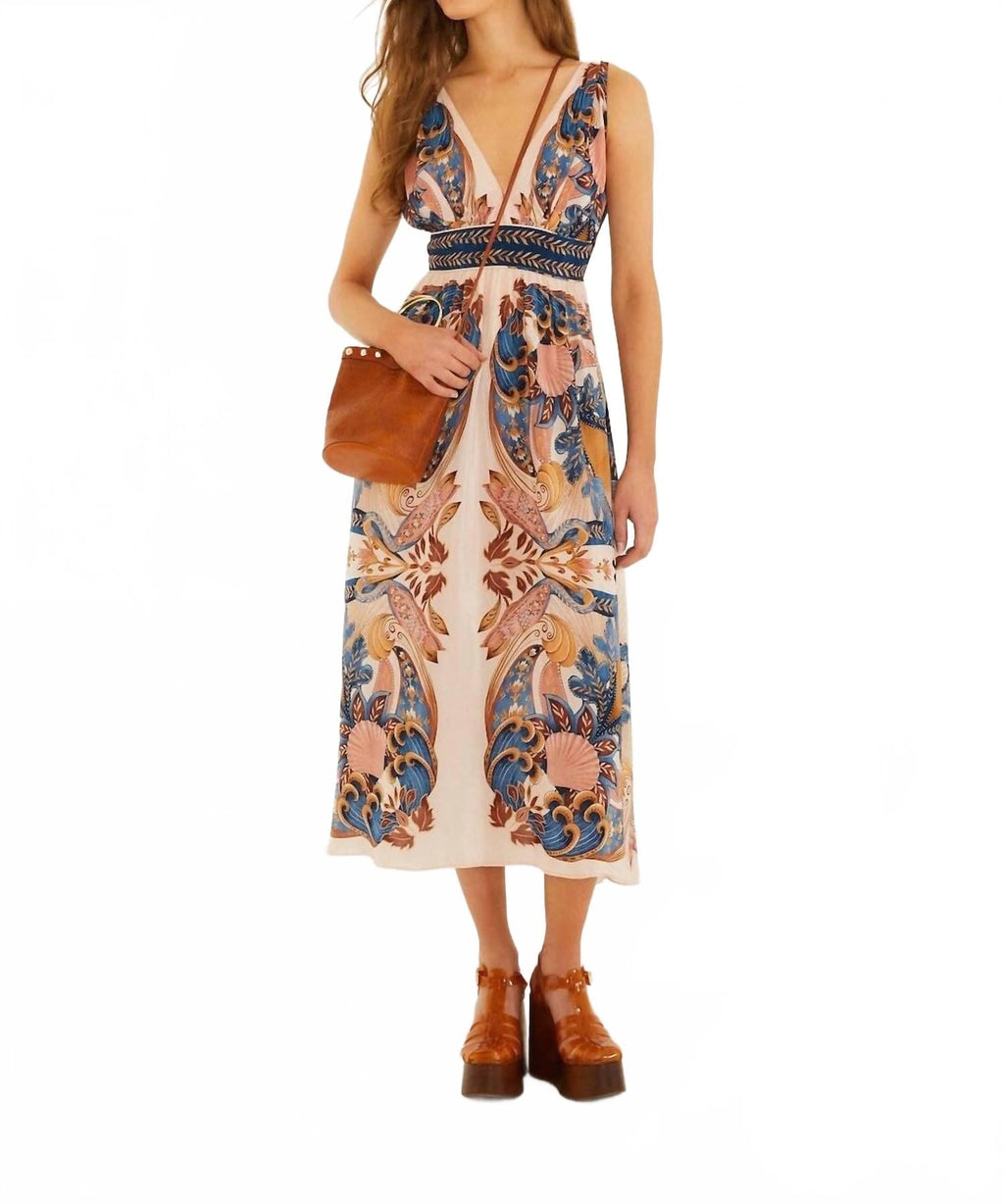 Garden Scarf Midi Dress In Soft Pink
