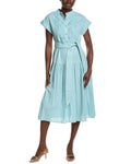Gracia Embroidered Lace Bib Linen-Blend Midi Dress
