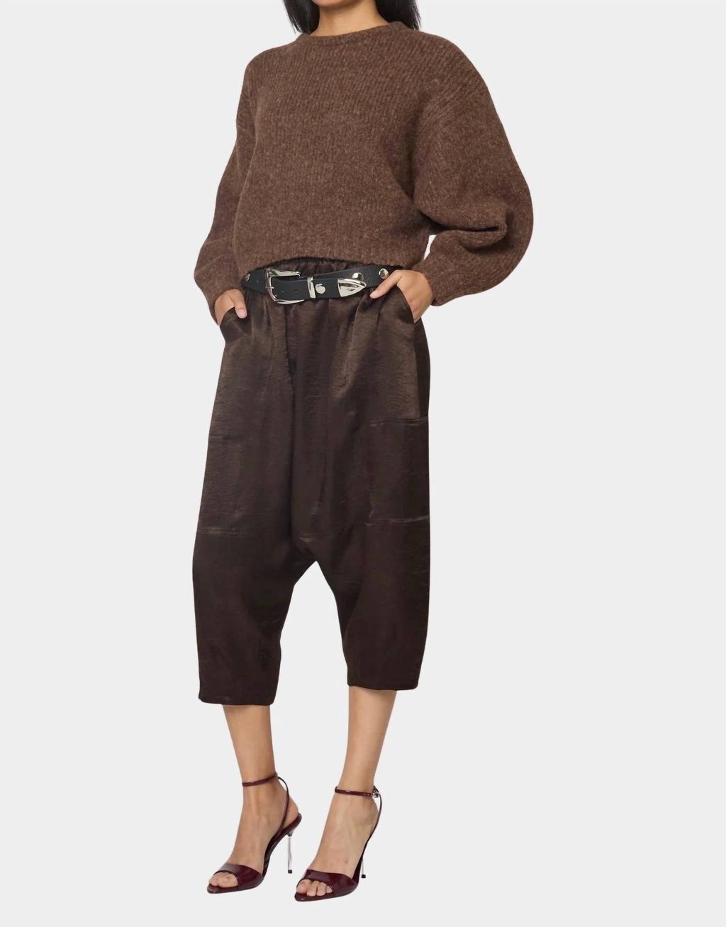 Kiko Satin Pants In Espresso