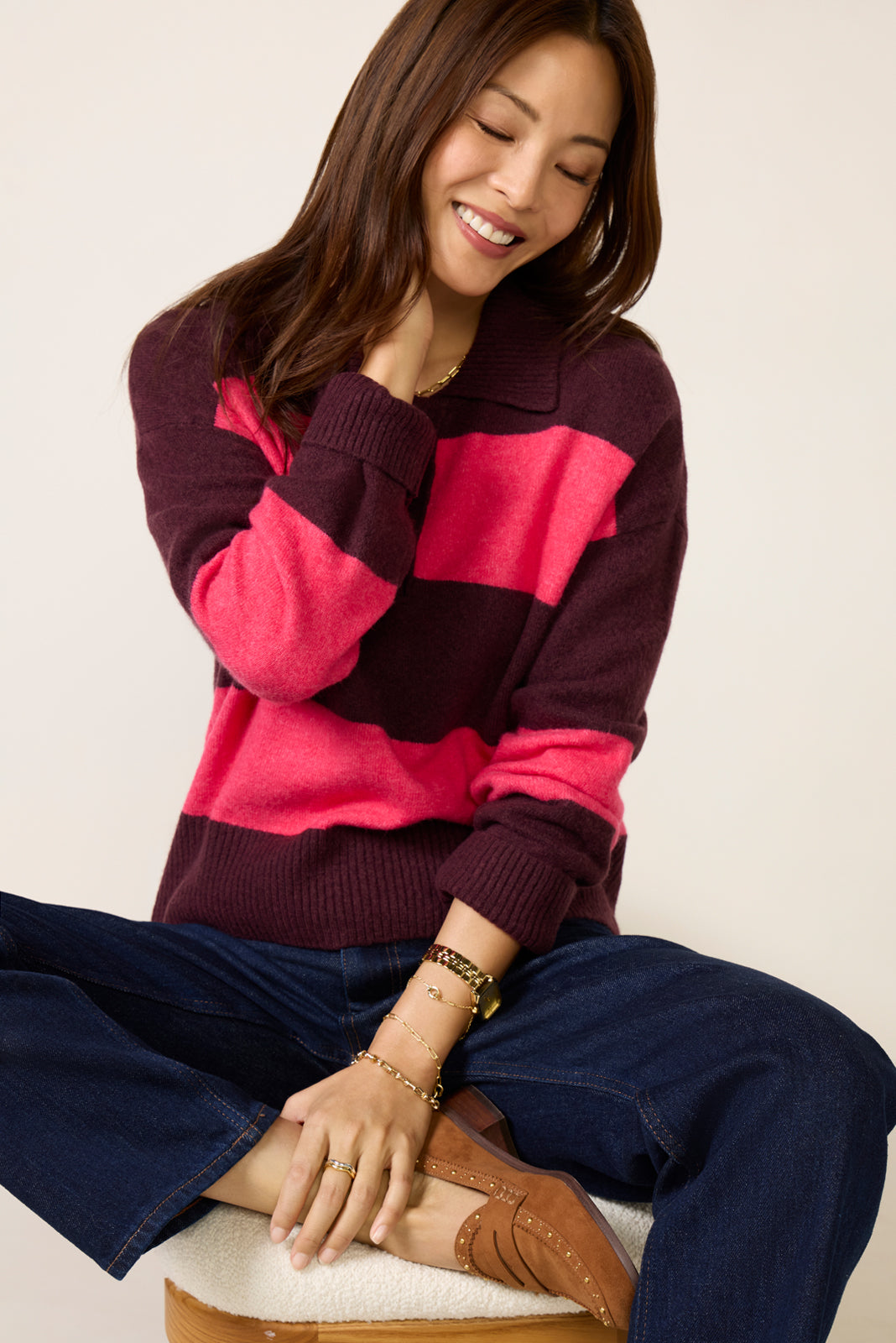 Women's Roslyn Rugby Stripe Sweater Top