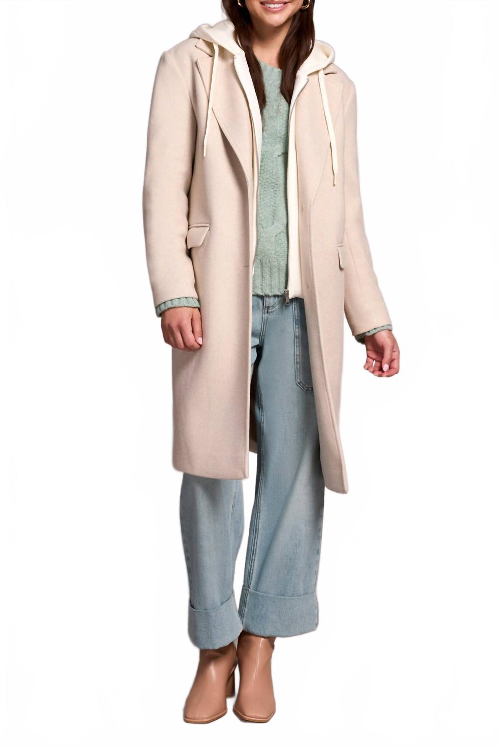 Fooler Hood Trench Coat - Plus In Oatmeal