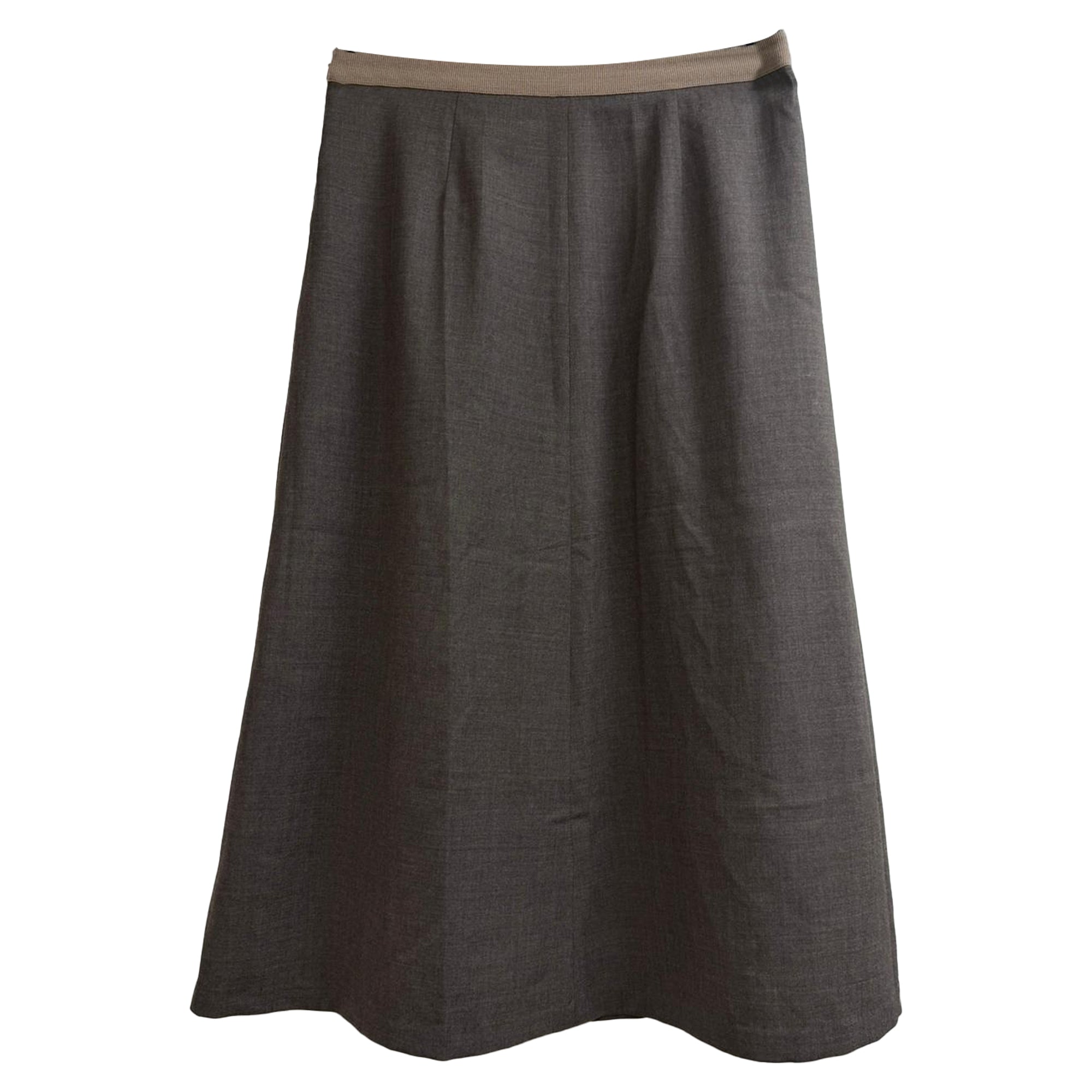 Max Mara Weekend A-Line Midi Skirt in Brown Wool