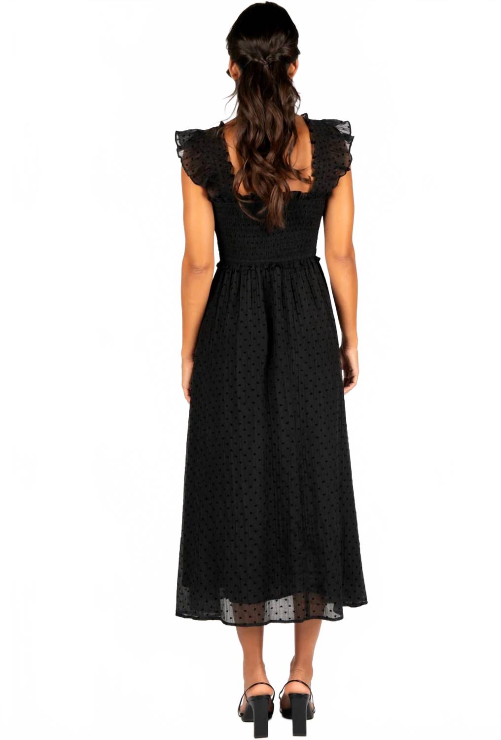 Heart Organza Midi Dress In Black