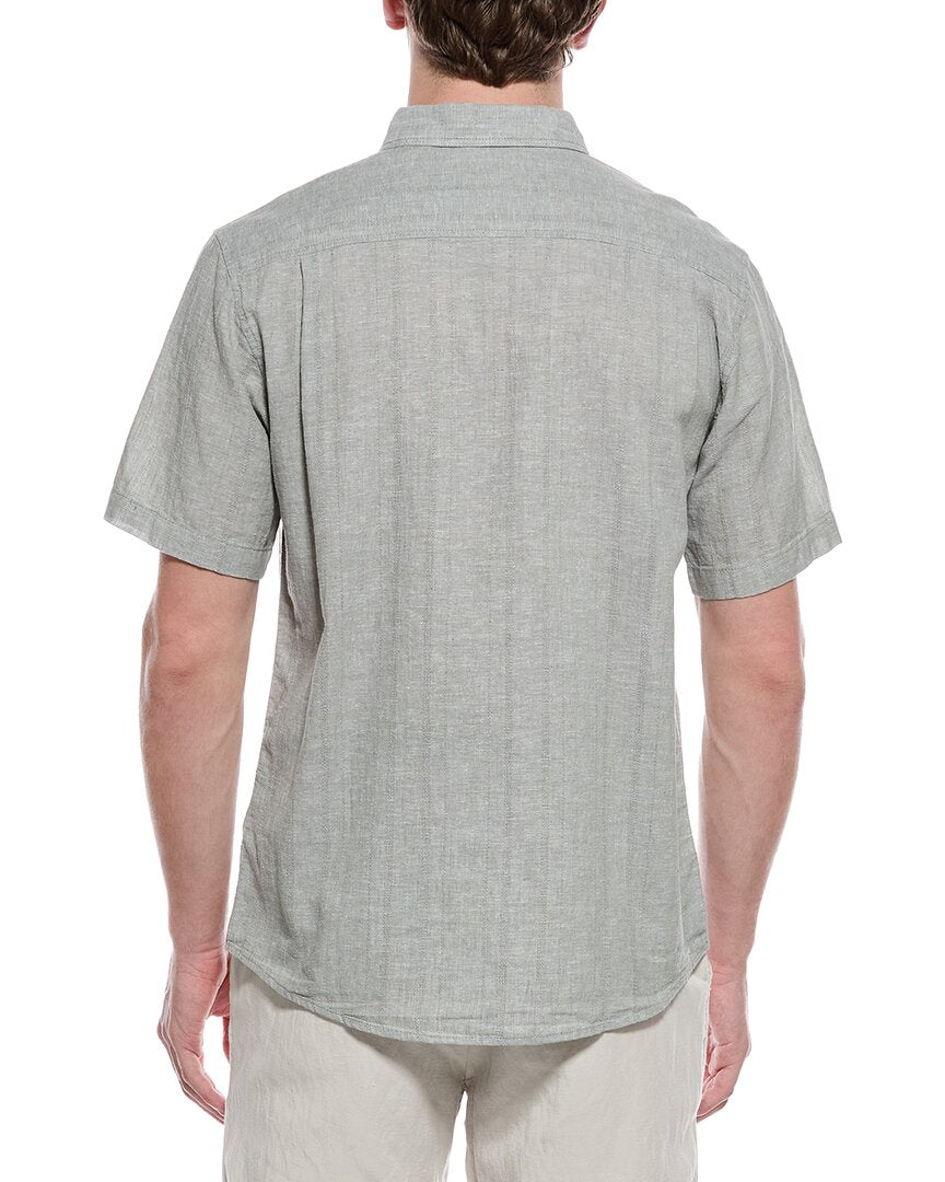 WEATHERPROOF VINTAGE Linen-Blend Vertical Dobby Shirt