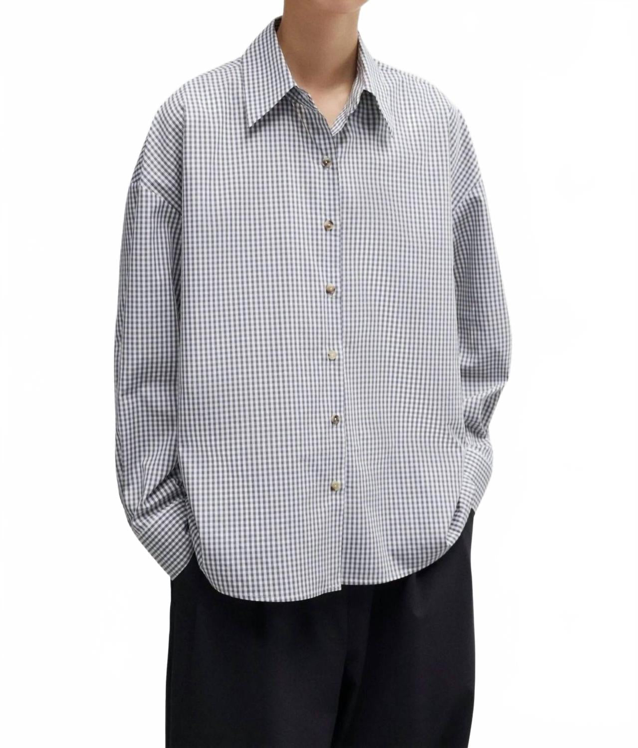 Oversized Vichy Shirt In Grey