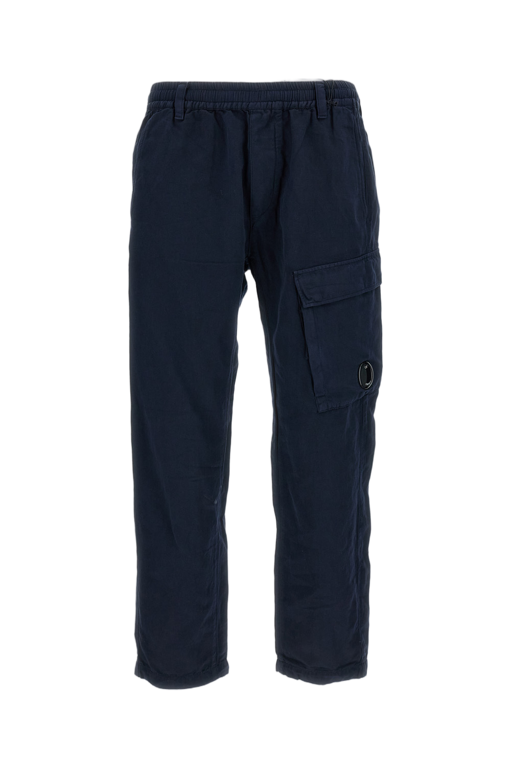 Blue Linen Blend Cargo Trousers