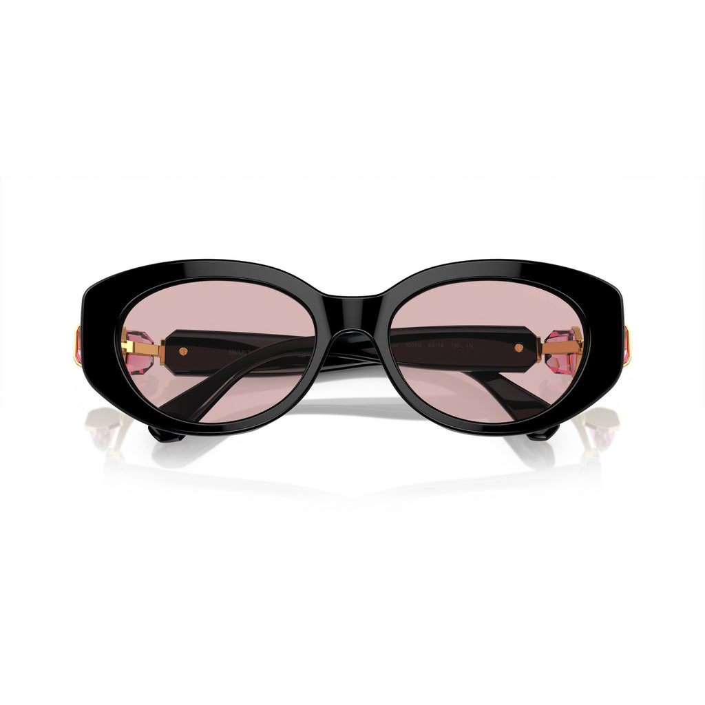 0Sk6002 Oversized Black Acetate Sunglasses with Pink Crystal Accents