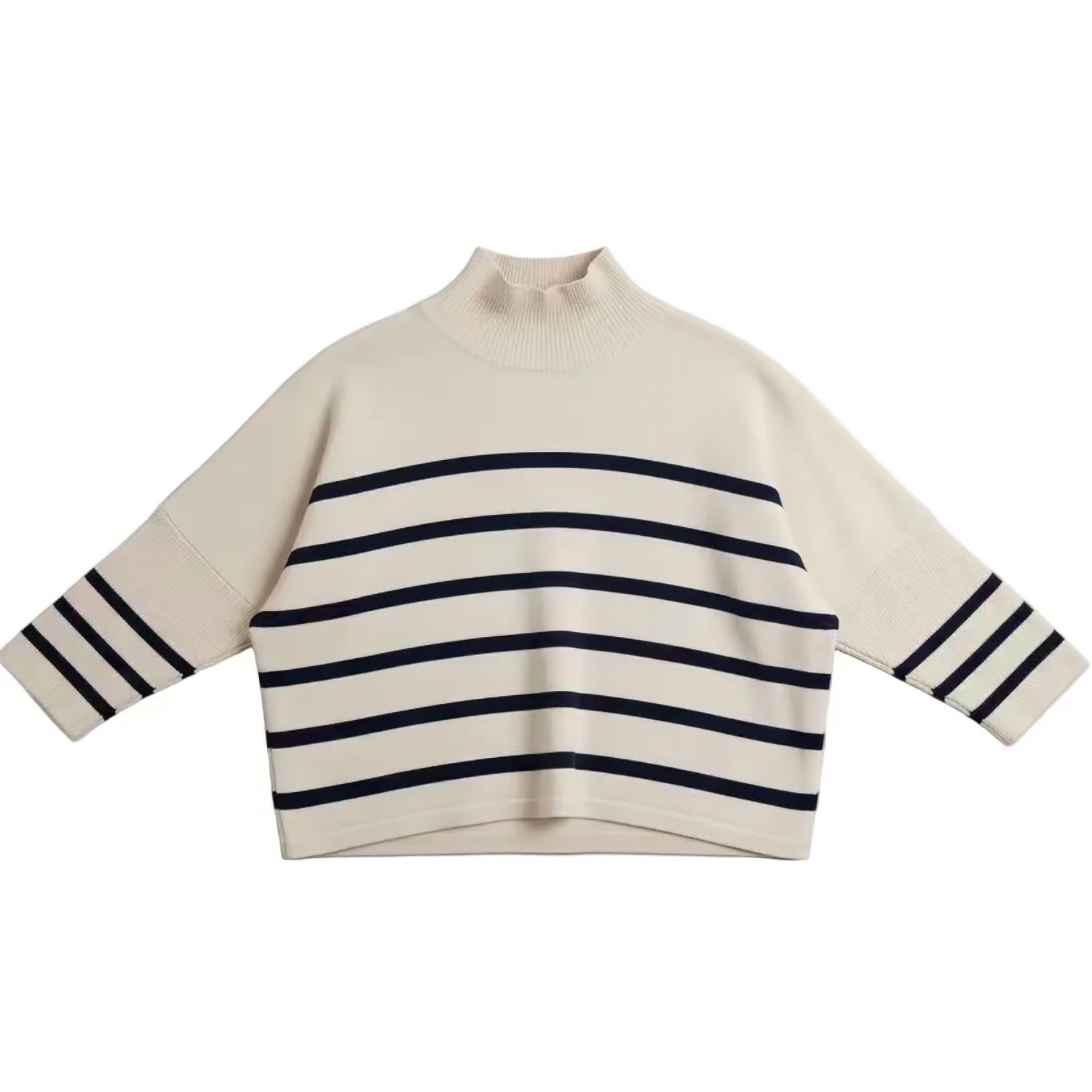 Aja Stripe Sweater In Ecru Navy