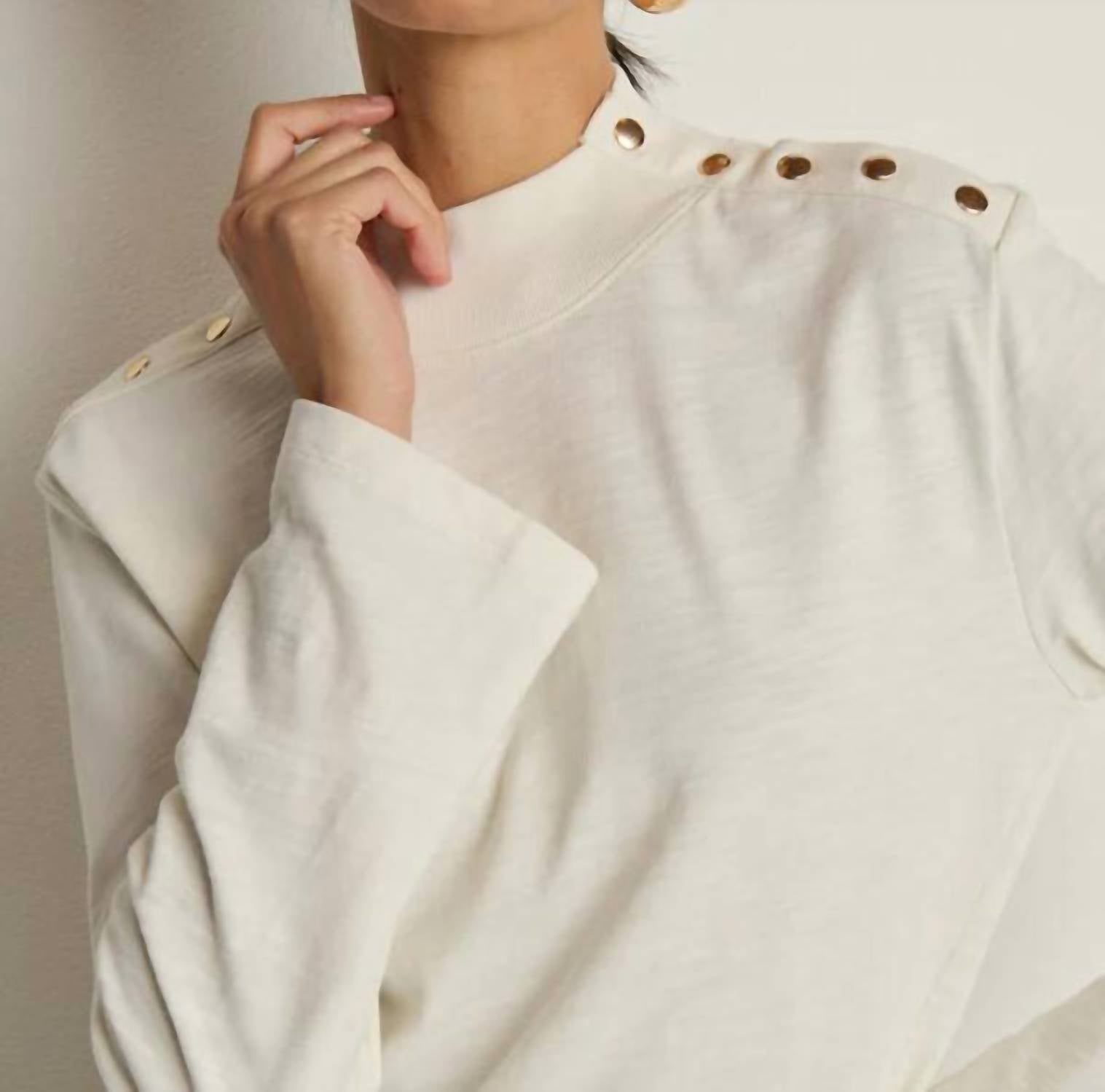 Neda Long Sleeve Top In Porcelain