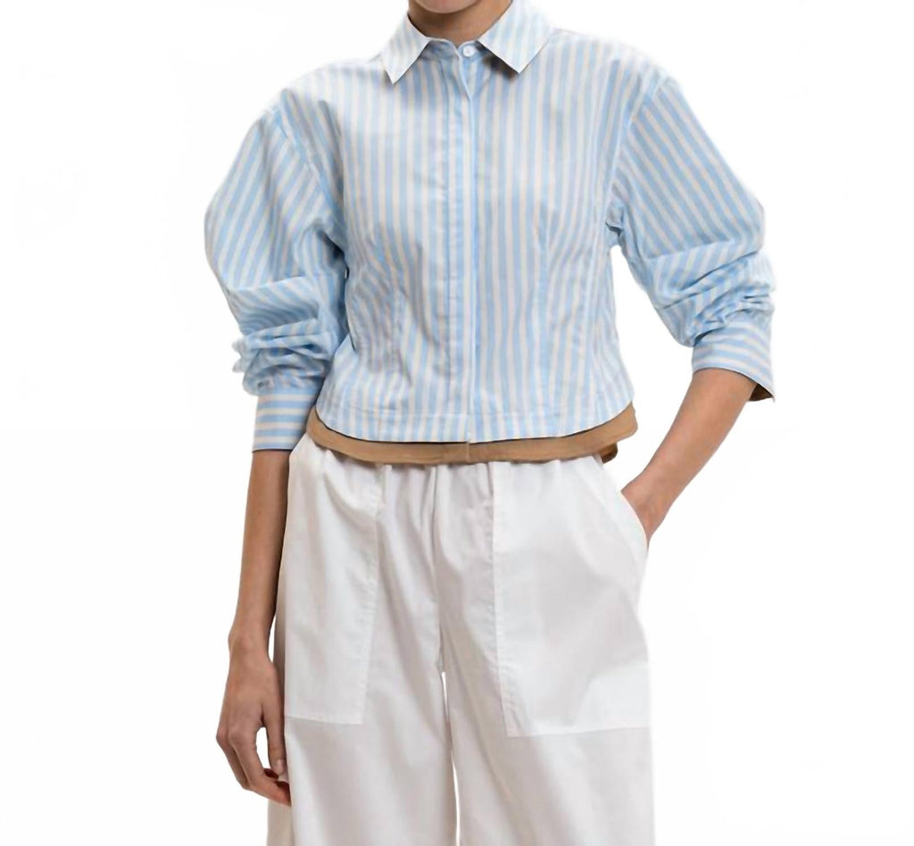 Boone Combo Shirt In Hydrangea Blue Stripe