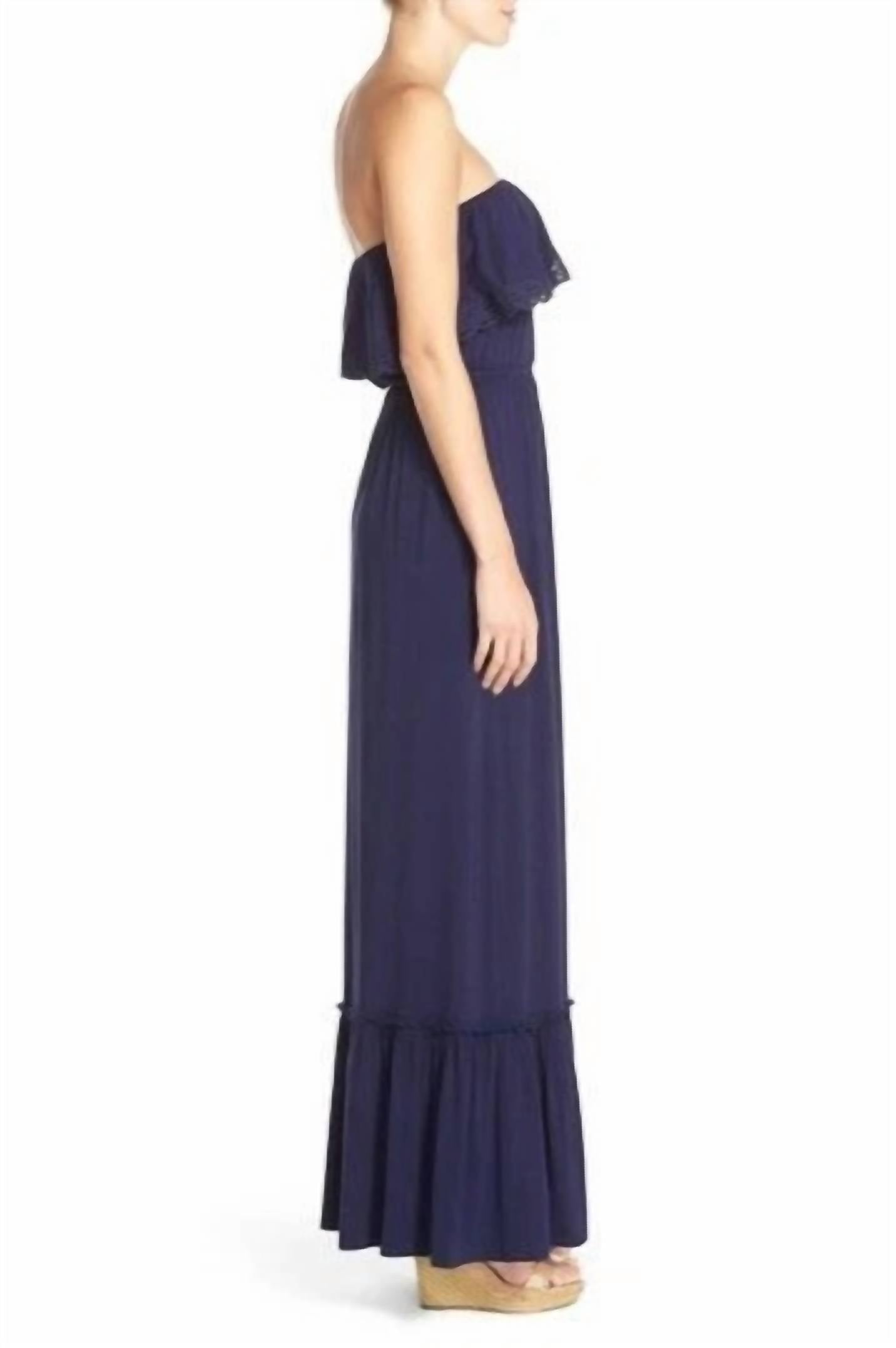 Elsie Strapless Maxi Dress In Navy