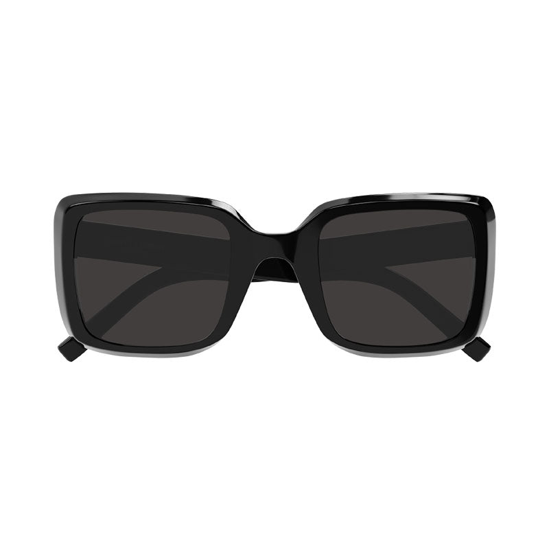 Saint Laurent Sunglasses Square Full Rim, Havana Frame And Green Lens Sl497002