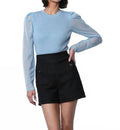 Honey Sheer Sleeve Sweater Top In Moonstone Blue