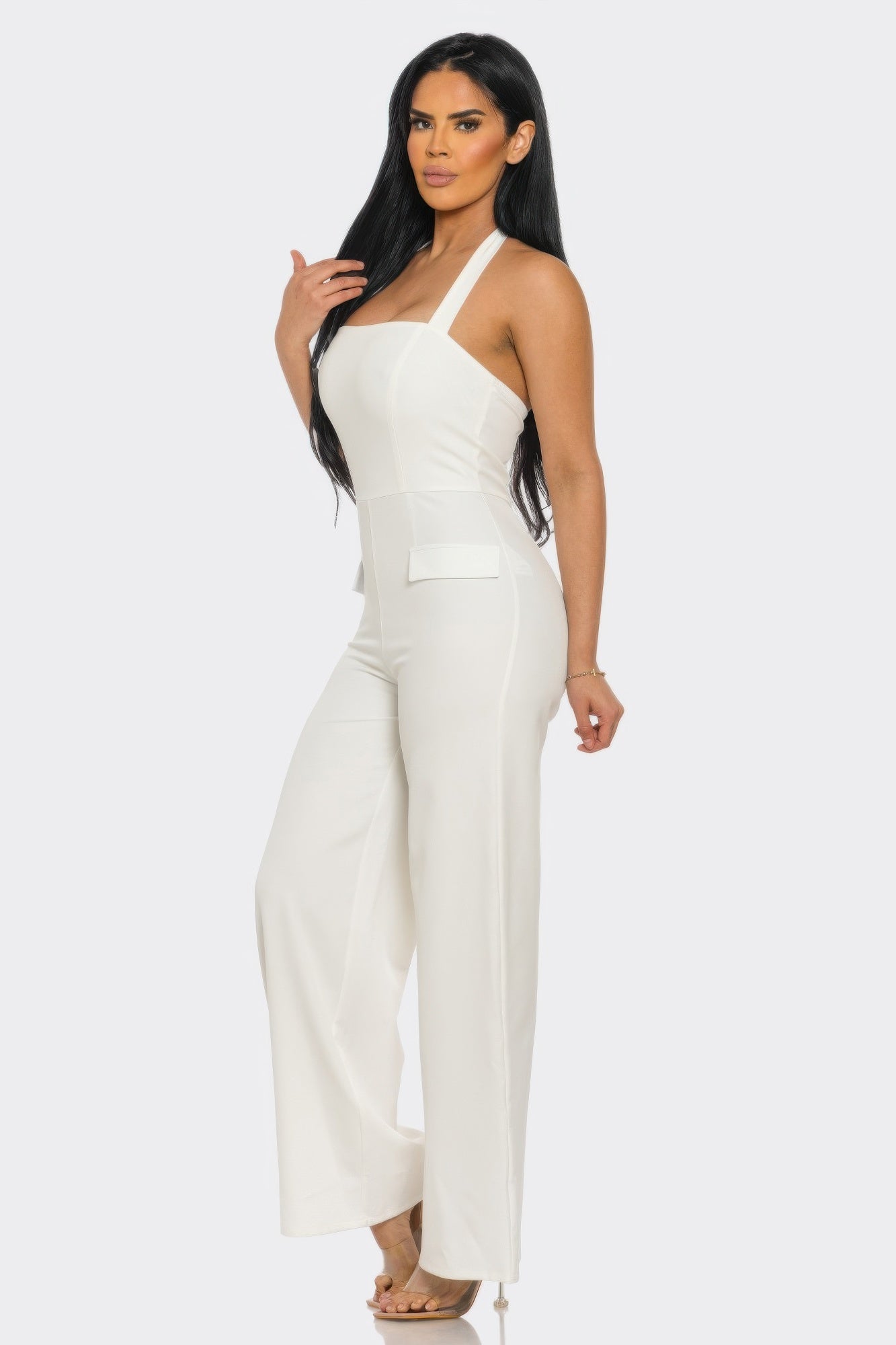 Halter Neck Jumpsuit Whit Back Zipper