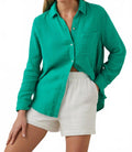 Ellis Button Down Shirt In Emerald