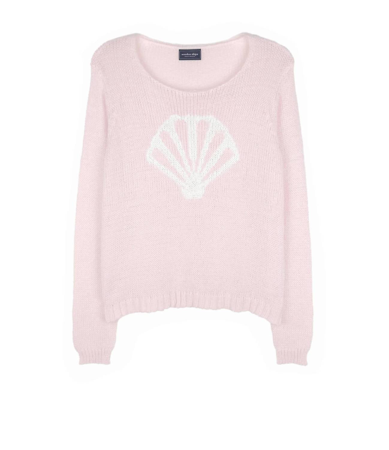 Seashell Long Sleep Crew Top In Caprice Pink/breaker White