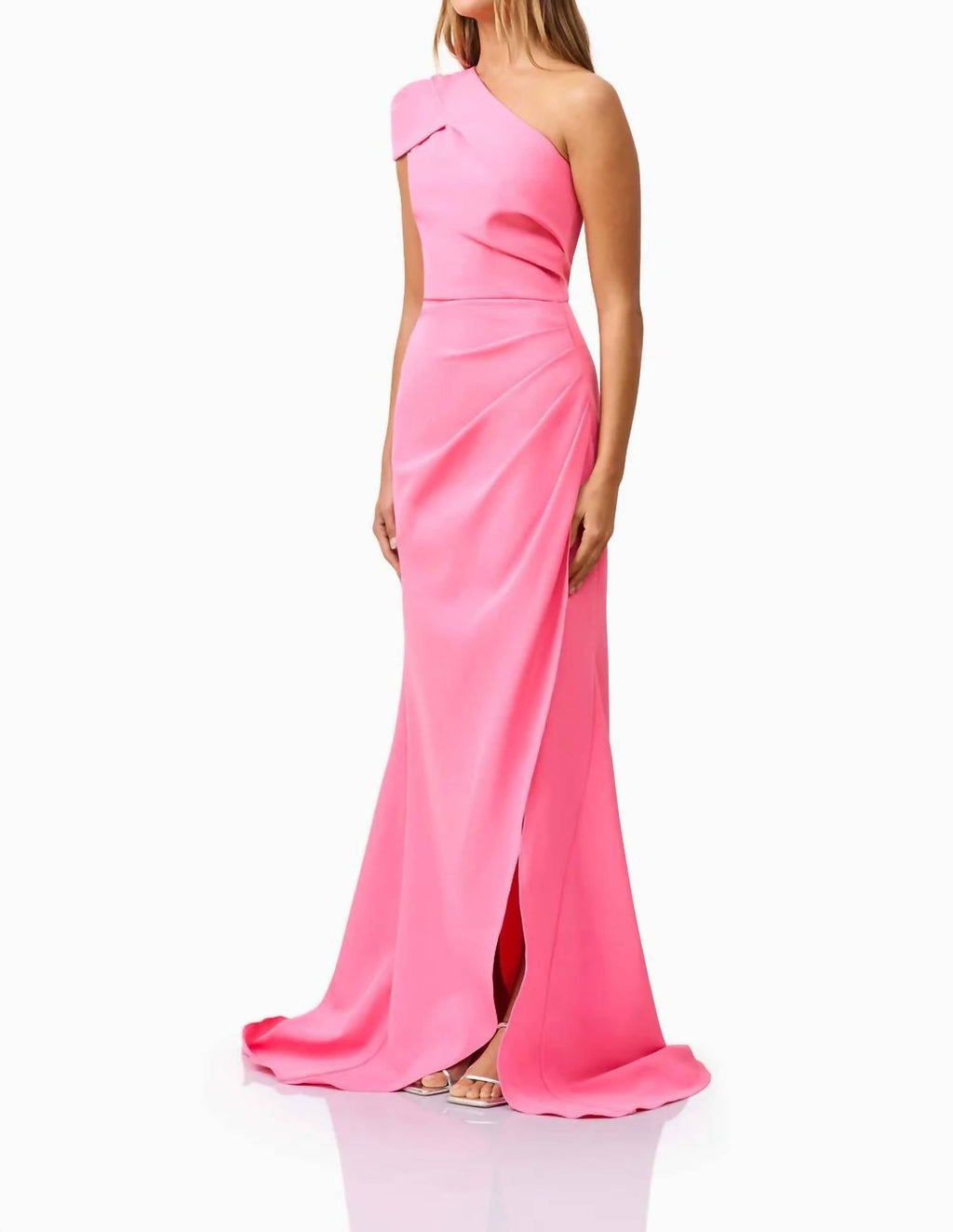 Klara One Shoulder Gown In Pink