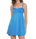 Reily Textured Pleated Mini Dress In Blue