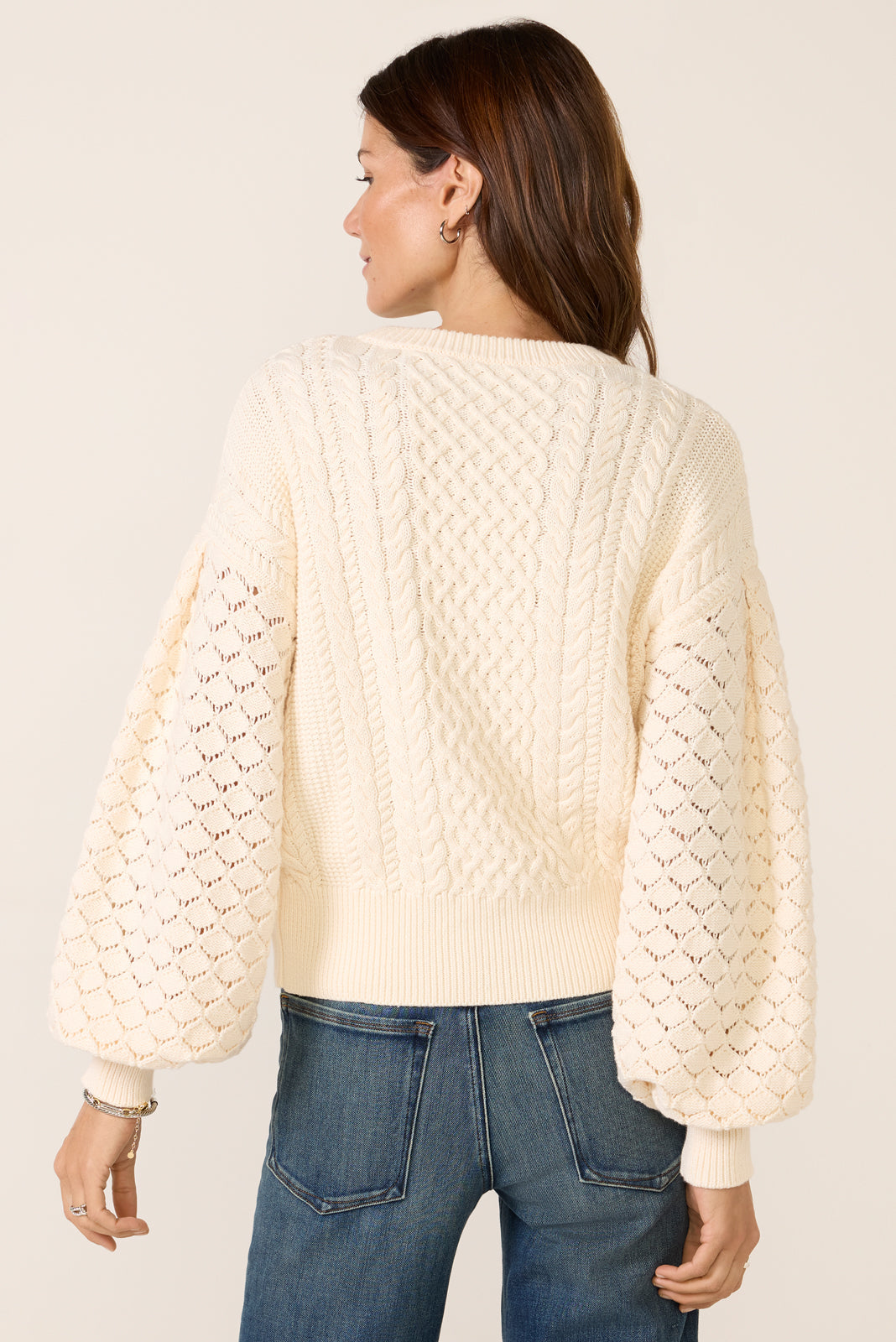 Women's Piper Dramatic Sleeve Cable Sweater Top