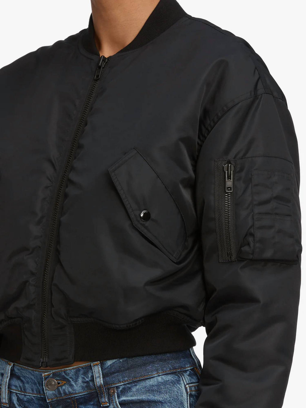 Nylon Bomber Jacket In Black