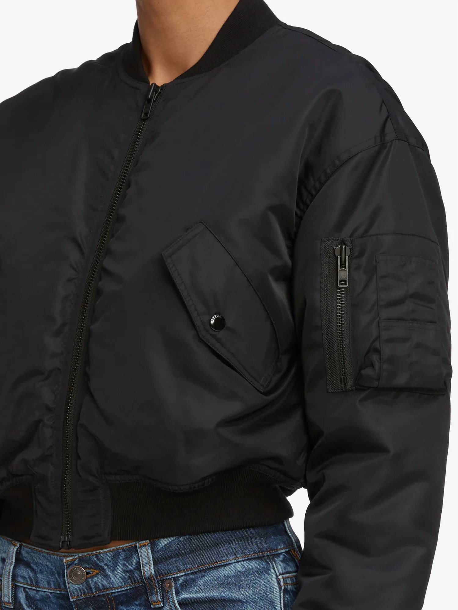 Nylon Bomber Jacket In Black