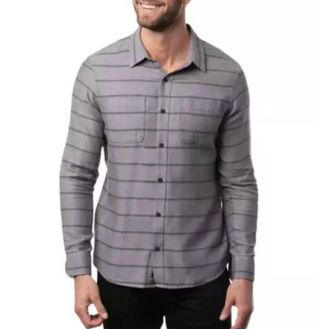 Lights Out Button Down Shirt In Heather Gray Pinstripe