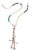 Women's Tassel Necklace In White Bone Mix