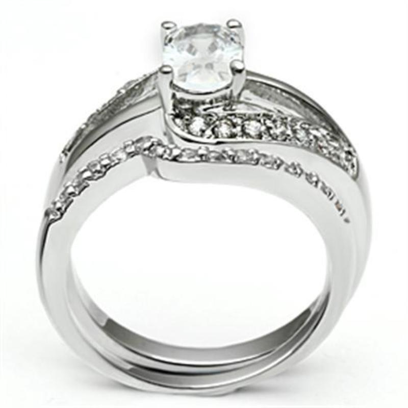Rhodium Brass Ring with AAA Grade CZ in Clear