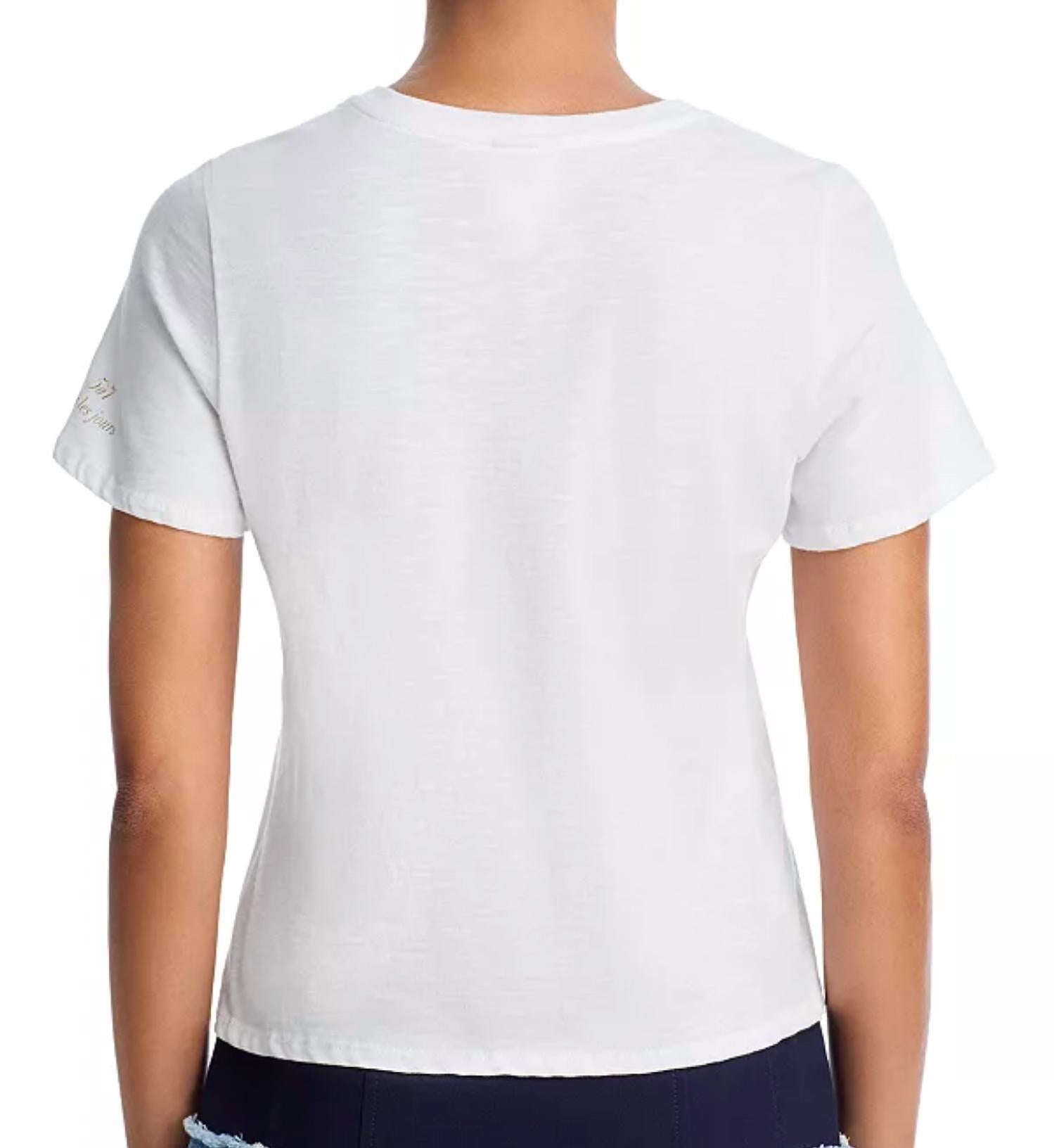 Amour Heart Chain Shrunken Tee In White/gold