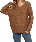 Chevron Detail Oversized Sweater In Brown
