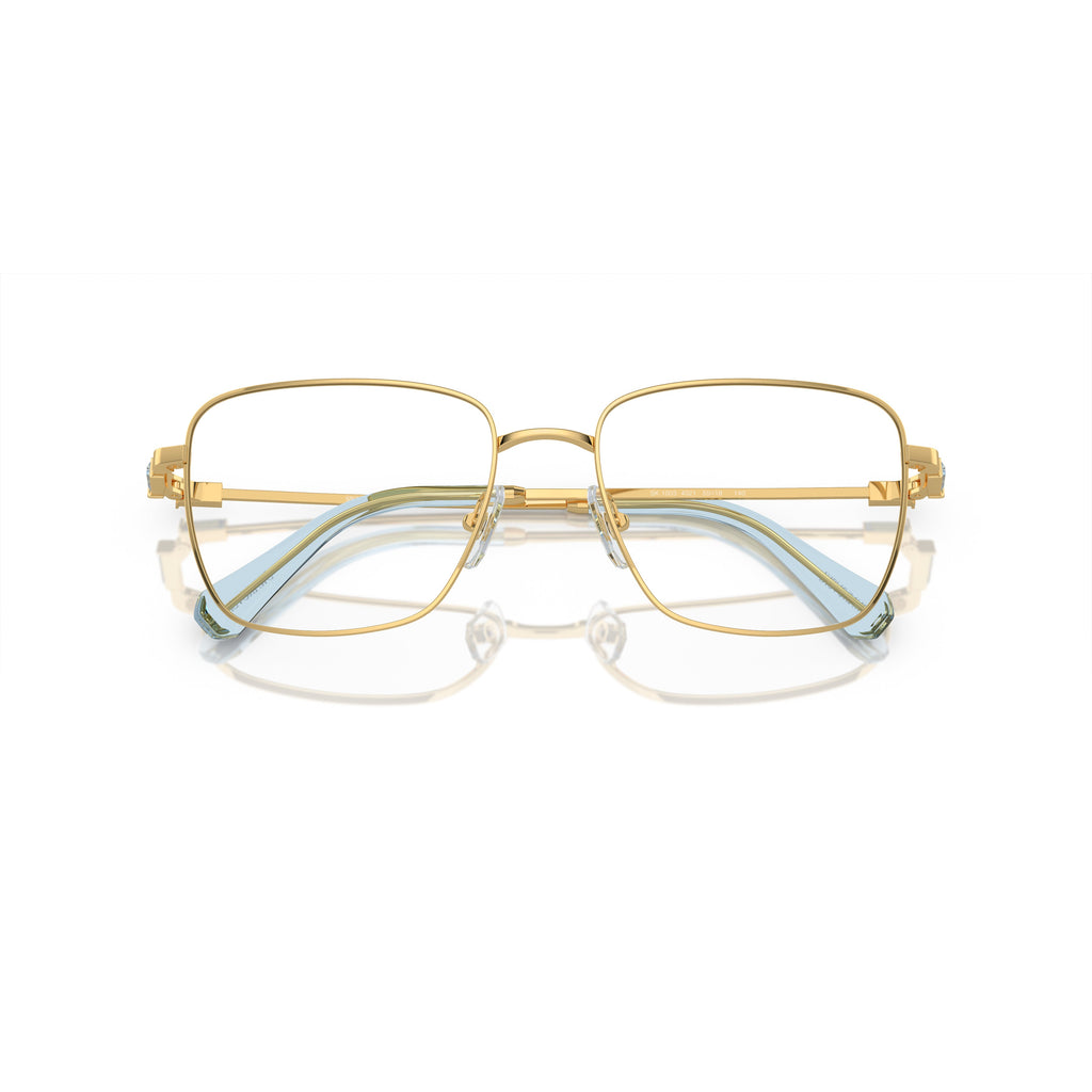 0Sk1003 Thin Gold-Toned Metal Sunglasses with Light Blue Accents