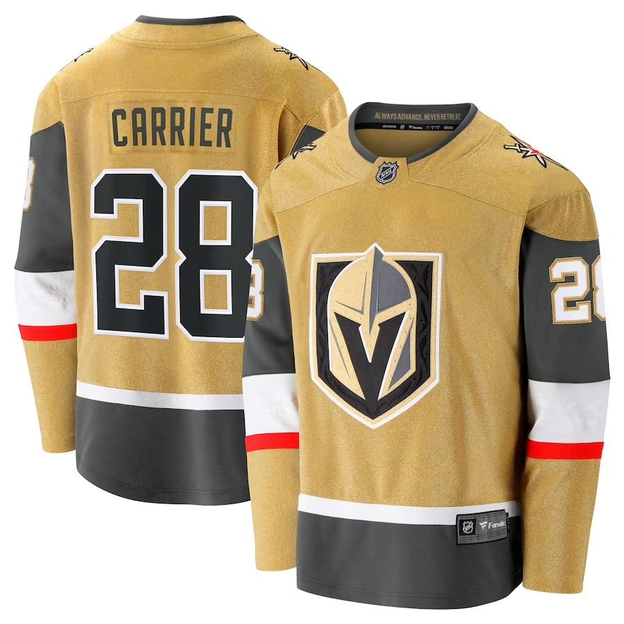Men's Vegas Golden Knights William Carrier #28 Gold Home Breakaway jersey