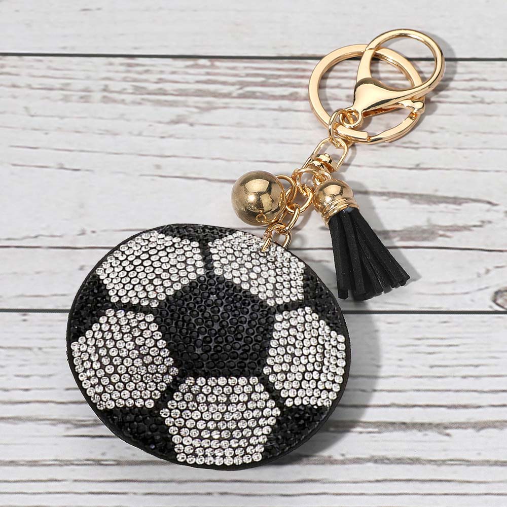 Bling Soccer Tassel Keychain
