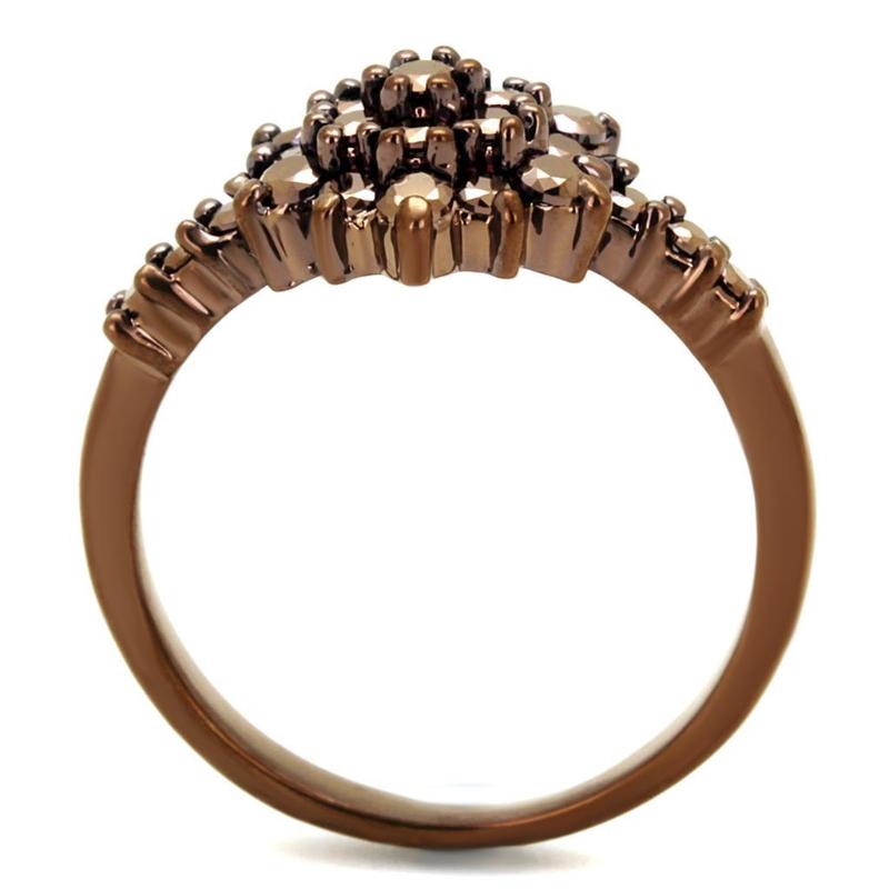 IP Coffee light Brass Ring with AAA Grade CZ in Light Coffee