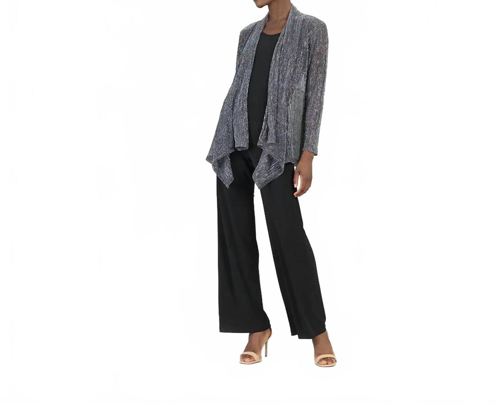 Drape Tunic Cardigan In Silver